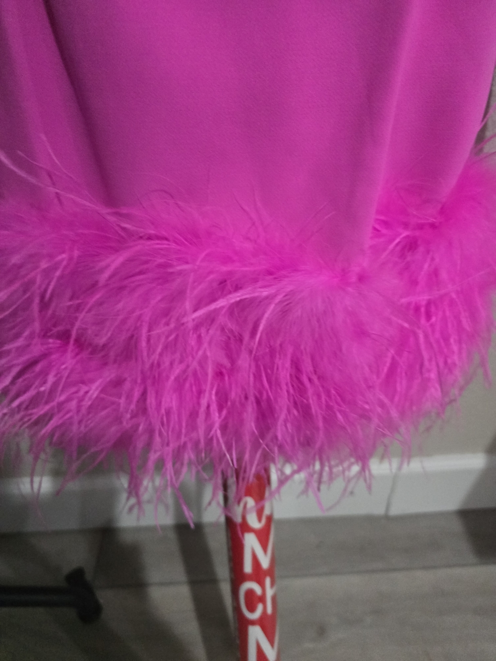 Fashion Nova Neon Pink Feather Trim Double-Breasted Blazer - Picture 4 of 12